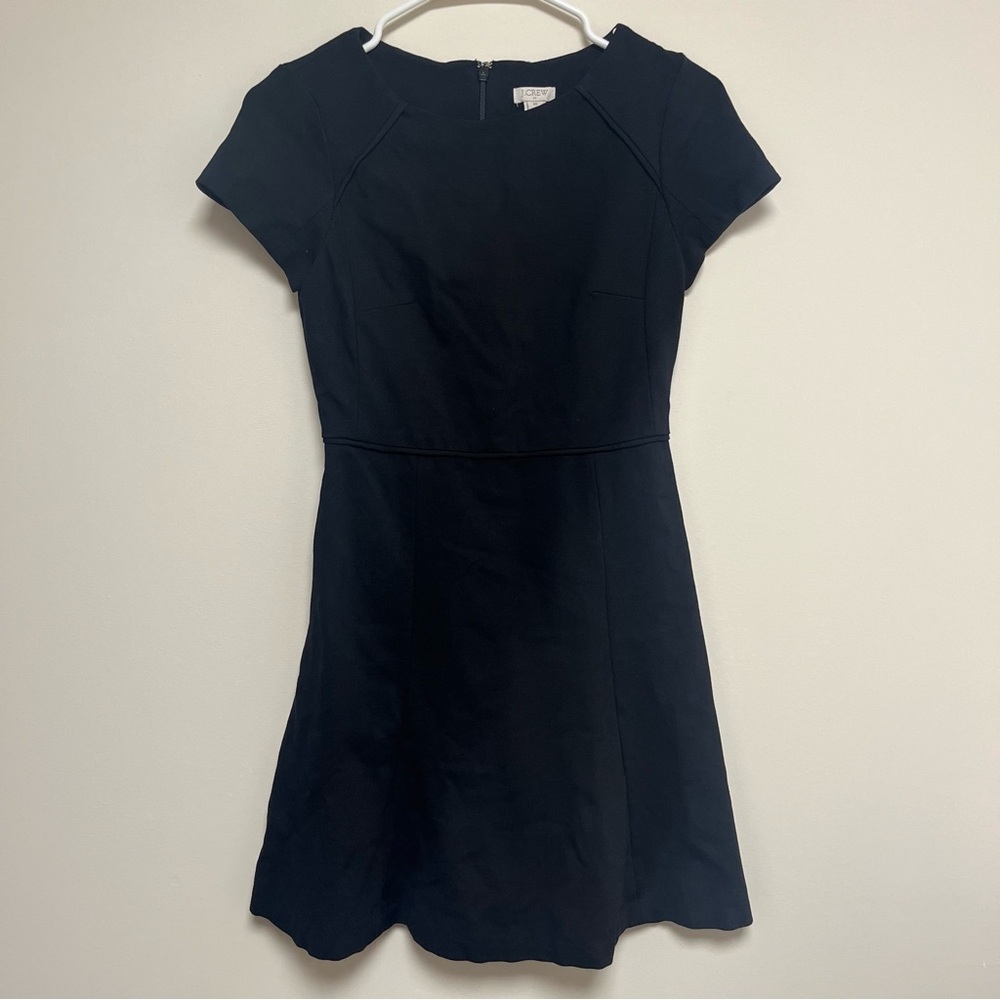 J. Crew black short sleeve a line midi‎ dress size 00